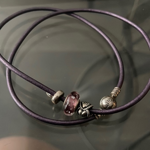 purple pandora double layer bracelet charms included - Picture 1 of 2